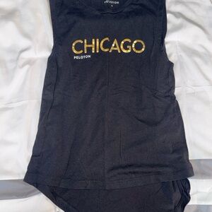 Peloton Black Tank with Gold Chicago Text